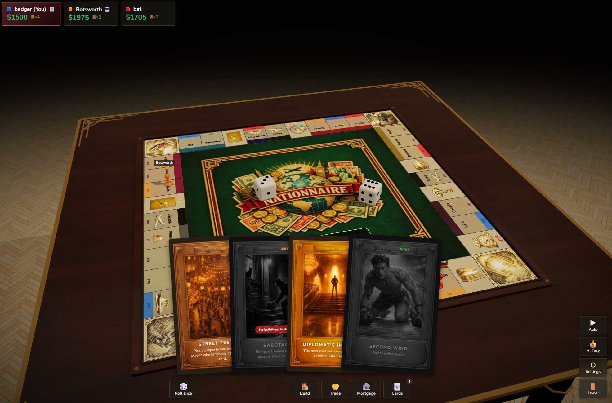 Action Kards in gameplay